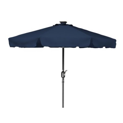 Deluxe Solar Powered LED Lighted Patio Umbrella - 8' With Scalloped Edge Top - by Trademark Innovations (Blue)   557246694